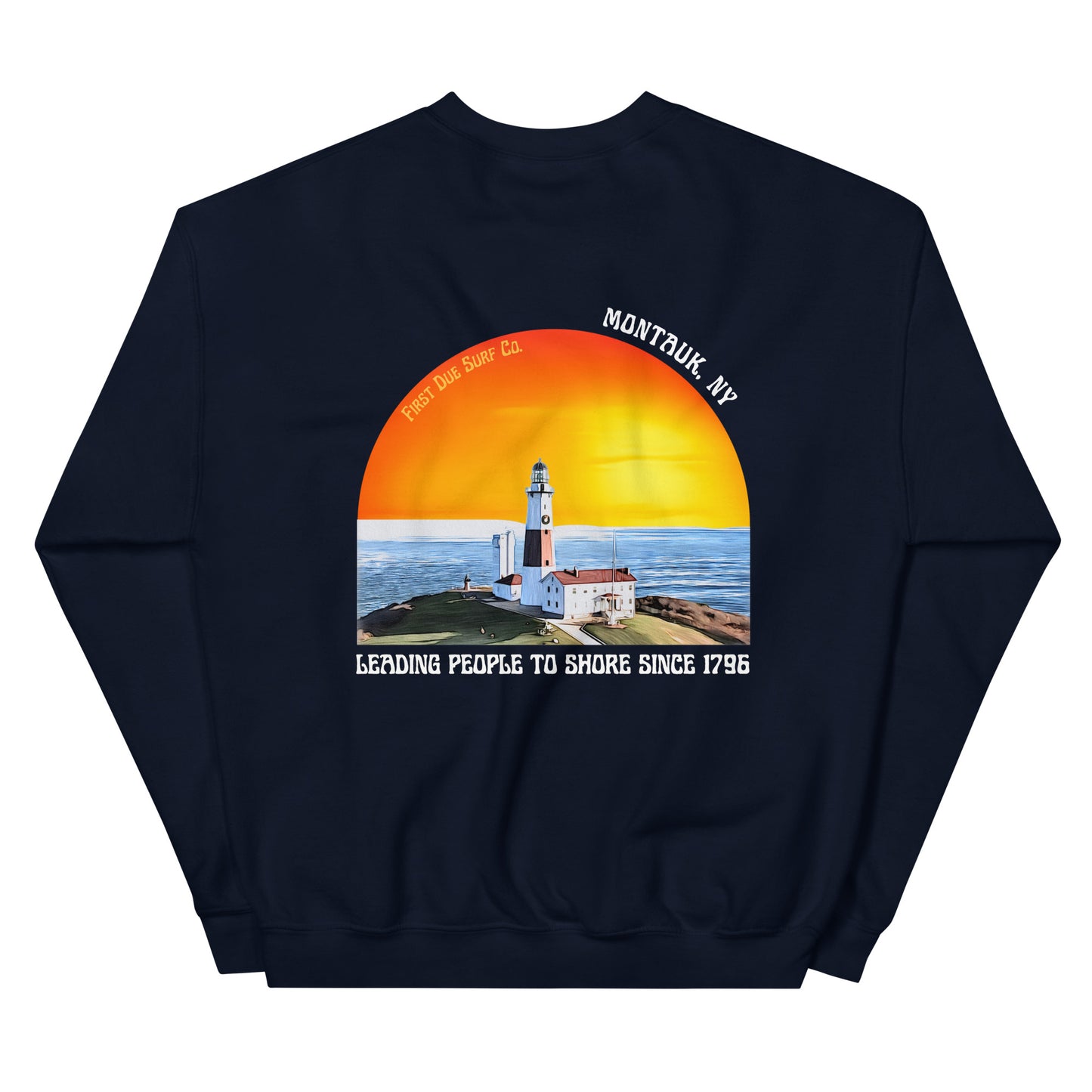 Montauk Lighthouse Pullover- Orange Sunset